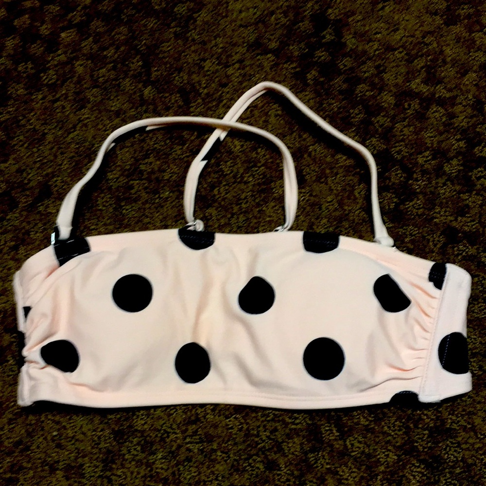 Small bikini top peach with black polka dots EUC